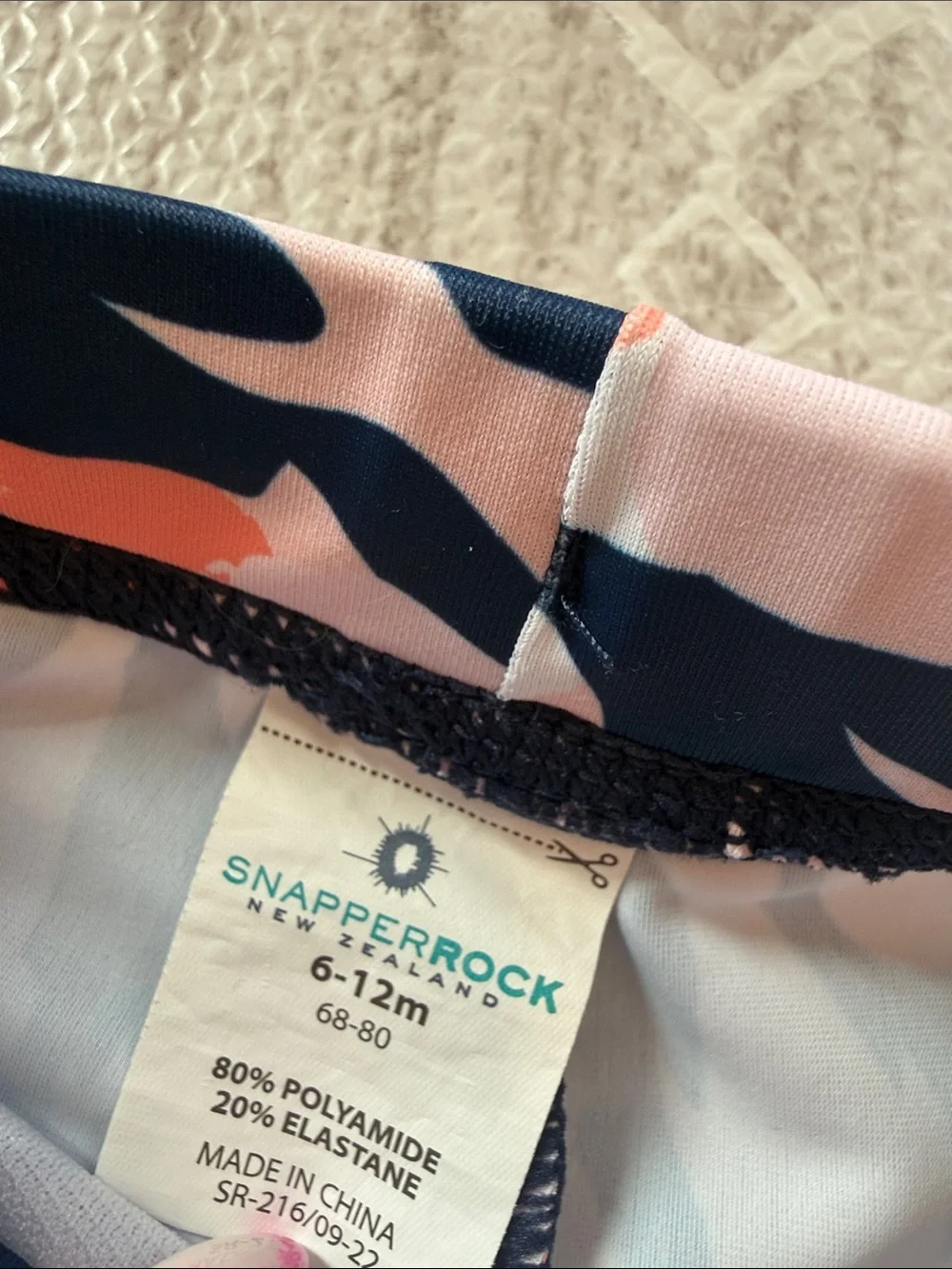 Snapper Rock Coral, Navy & Light Blue Patterned Athletic Shorts